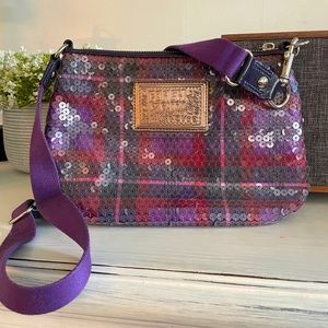 Coach Poppy- Plaid Sequined Crossbody